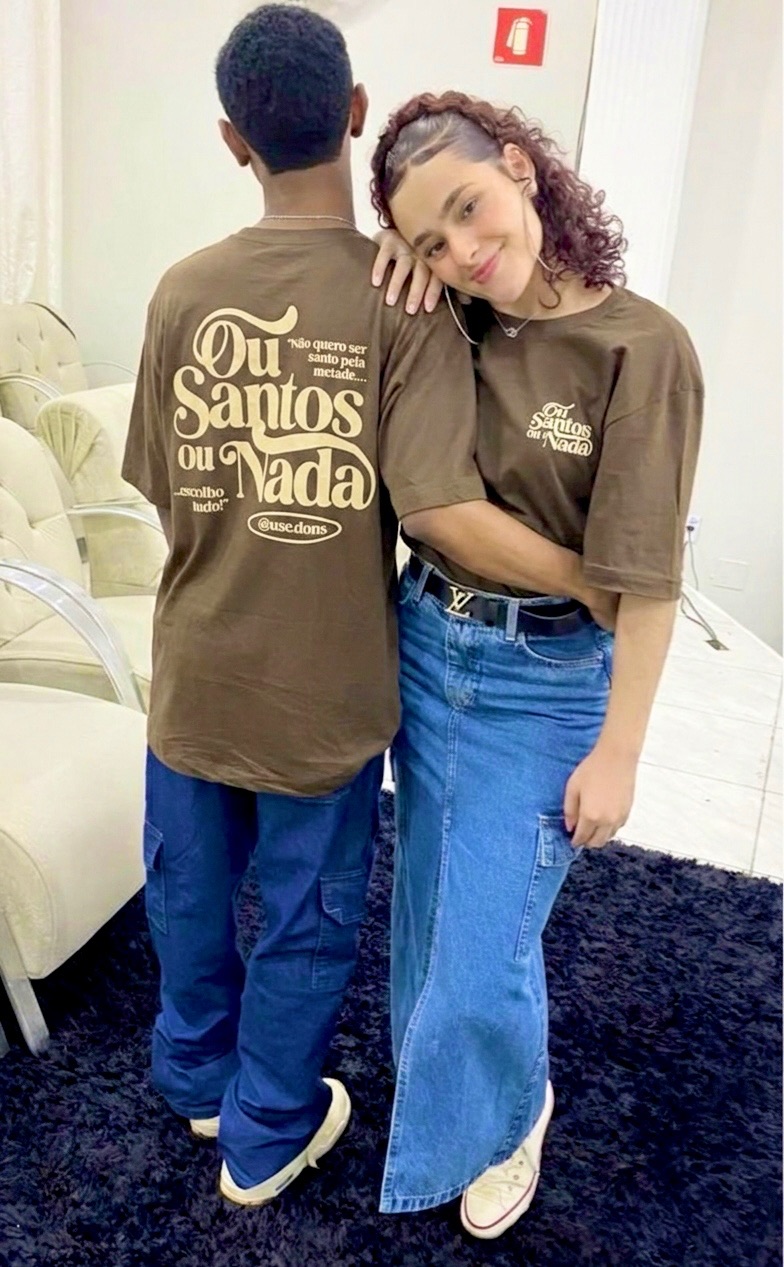 Camiseta Oversized Ou Santos ou Nada - Marrom